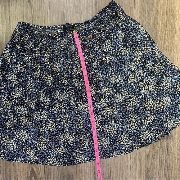 RACHEL ZOE DITSY FLORAL MINI SKIRT SMOCKED WAIST NAVY BLUE YELLOW BLACK SIZE M - Picture 9 of 9